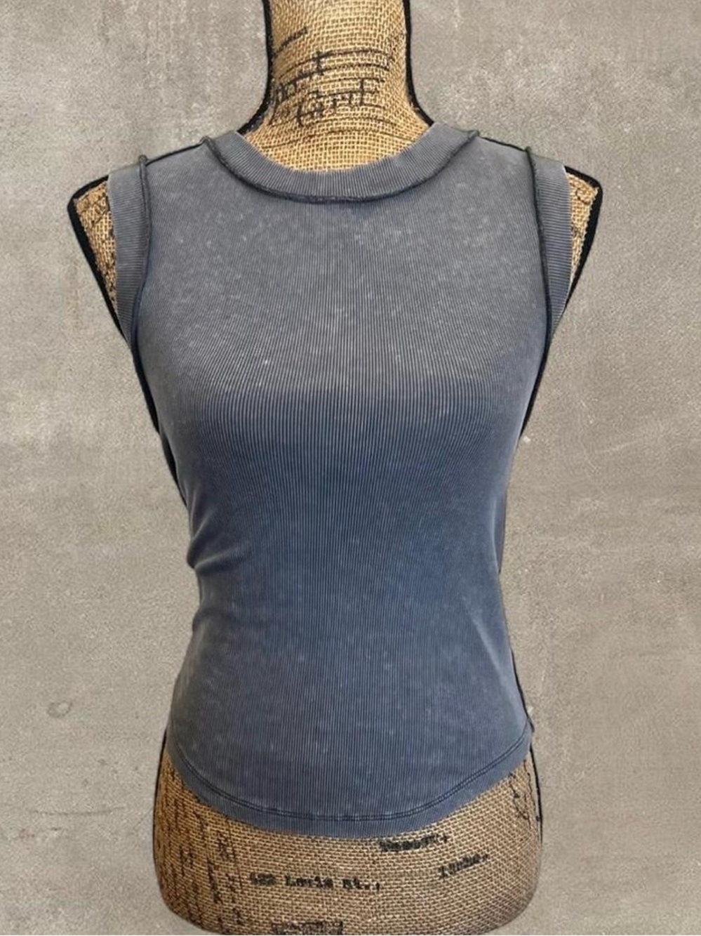 Women’s Ribbed Crewneck Tank in Slate Blue